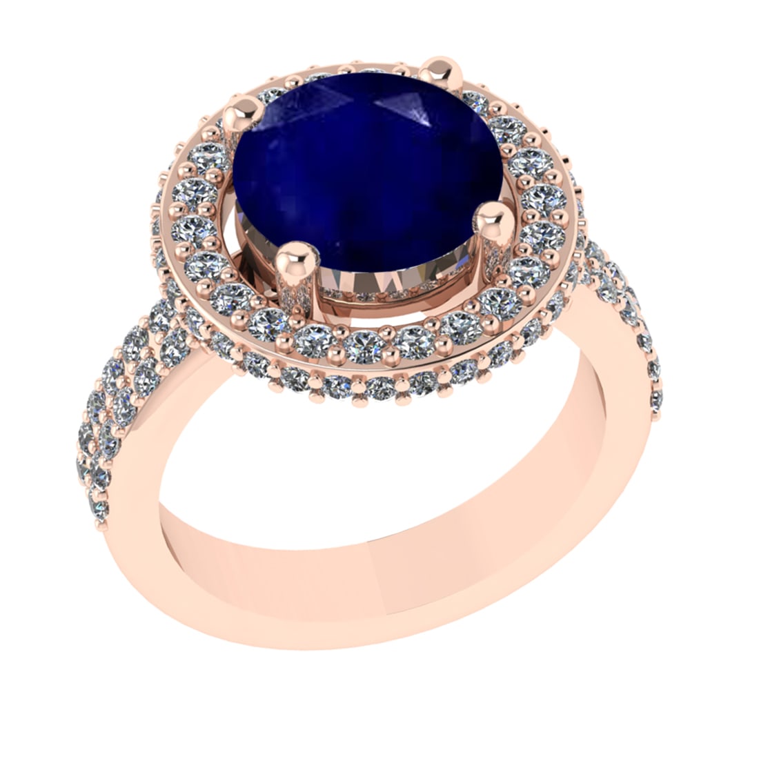 1.07 Ctw VS/SI1 Blue Sapphire and Diamond 14k Rose Gold Engagement Ring (AL: Center Stone Weight :-0.50 Ctw ( Round Cut) Center Stone Color :-Blue Sapphire Center Stone Setting : Prong Side Diamond Weight Of Ctw 0.57 Ctw Color : G-H Clarity : VS/SI1 Daimond Setting : Prong Met