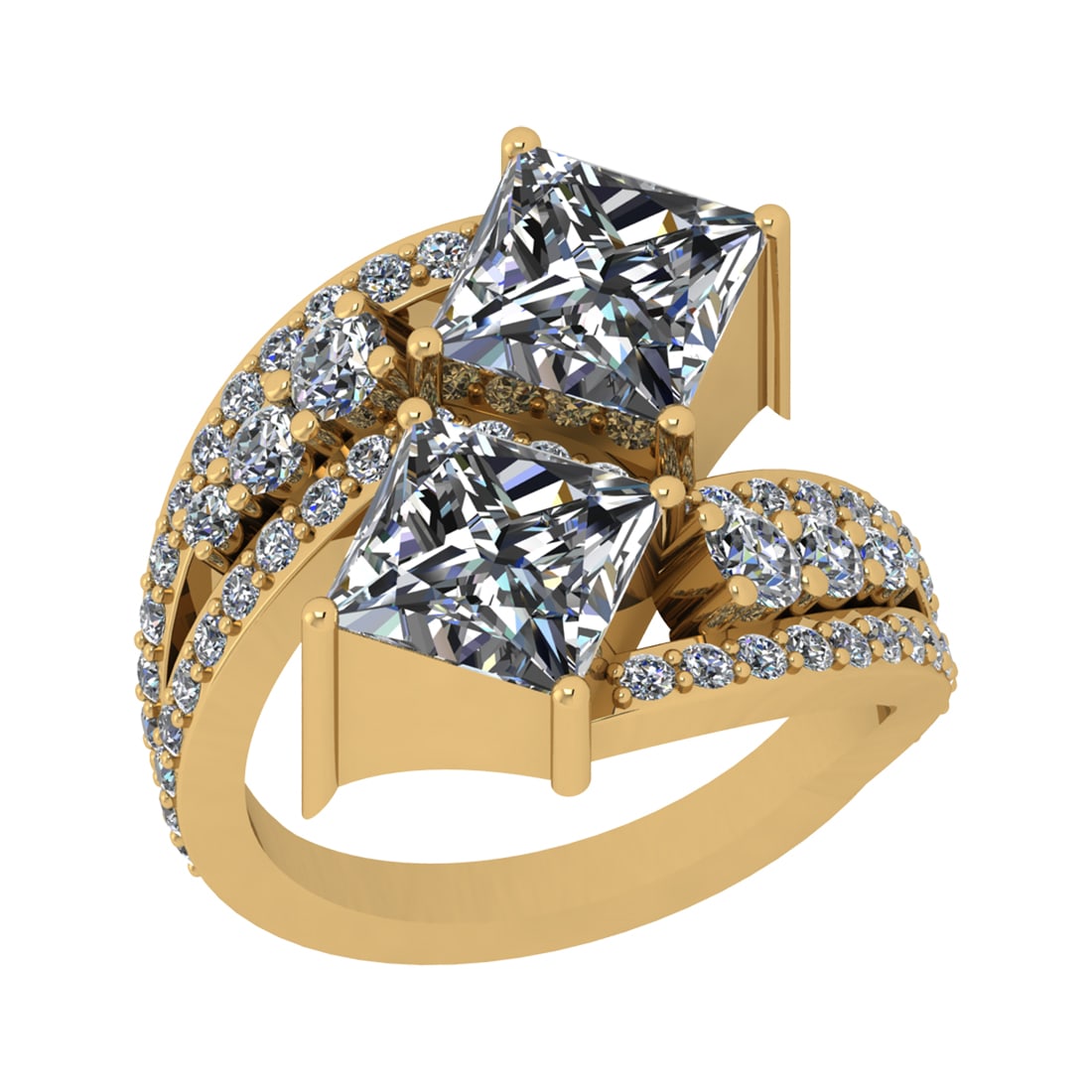 5.13 Ctw SI2/SI1 Diamond Prong Set 14k Yellow Gold Engagement Ring: Center Daimond Weight :-4.00 Ctw ( Princess Cut) Color : G-H Clarity : SI2/SI1 Side Diamond Weight Of Ctw 1.13 Ctw Color : G-H Clarity : SI2/SI1 Daimond Setting : Prong Metal Weight : Approx 6.64 gram
