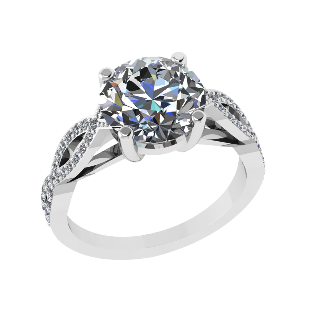 2.44 Ctw VS/SI1 Diamond 14K White Gold Engagement Ring (ALL DIAMOND ARE LAB: Center Diamond Weight : 2.20 Ctw ( Round Cut) Center Diamond Color :-J-K Center Stone Setting : Prong Clarity : VS/SI1 Total Weight Of Ctw 0.24 Ctw Color : J-K Clarity : VS/SI1 Stone Setting : Prong M