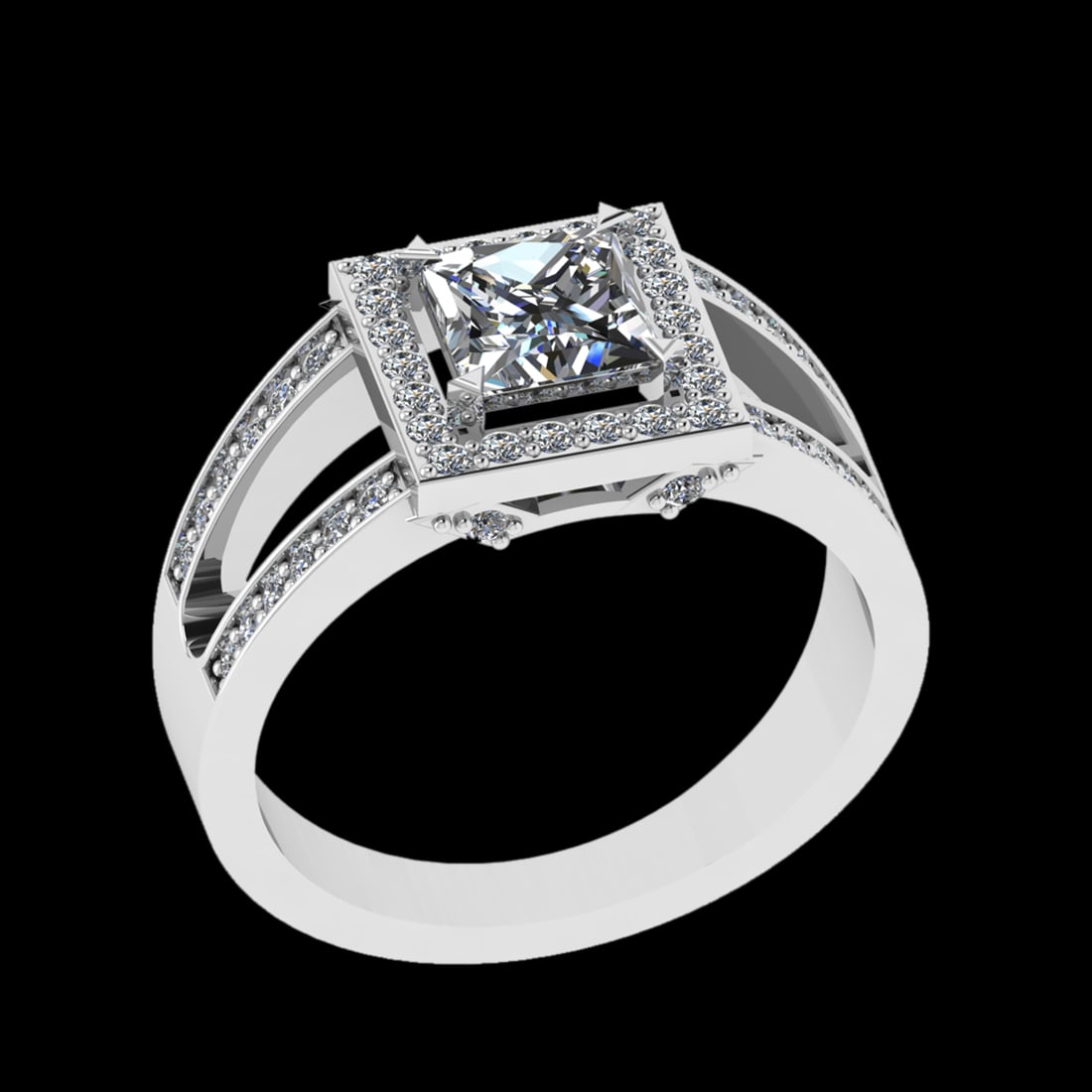 1.30 Ctw SI1/SI2 Diamond 10k white Gold Engagement Ring (ALL DIAMOND ARE LA: Center Daimond Weight :-0.90 Ctw ( Princess Cut) Color : J-K Clarity : SI1/SI2 Side Diamond Weight Of Ctw 0.40 Ctw Color : J-K Clarity : SI1/SI2 Daimond Setting : Prong Metal Weight : Approx 4.68 gram