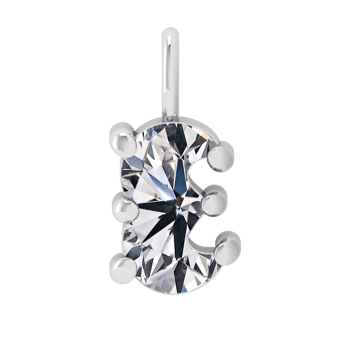 1.22 ctw VS Diamond Style Prong Set 14k White Gold Alphabet-E Pendant (ALL