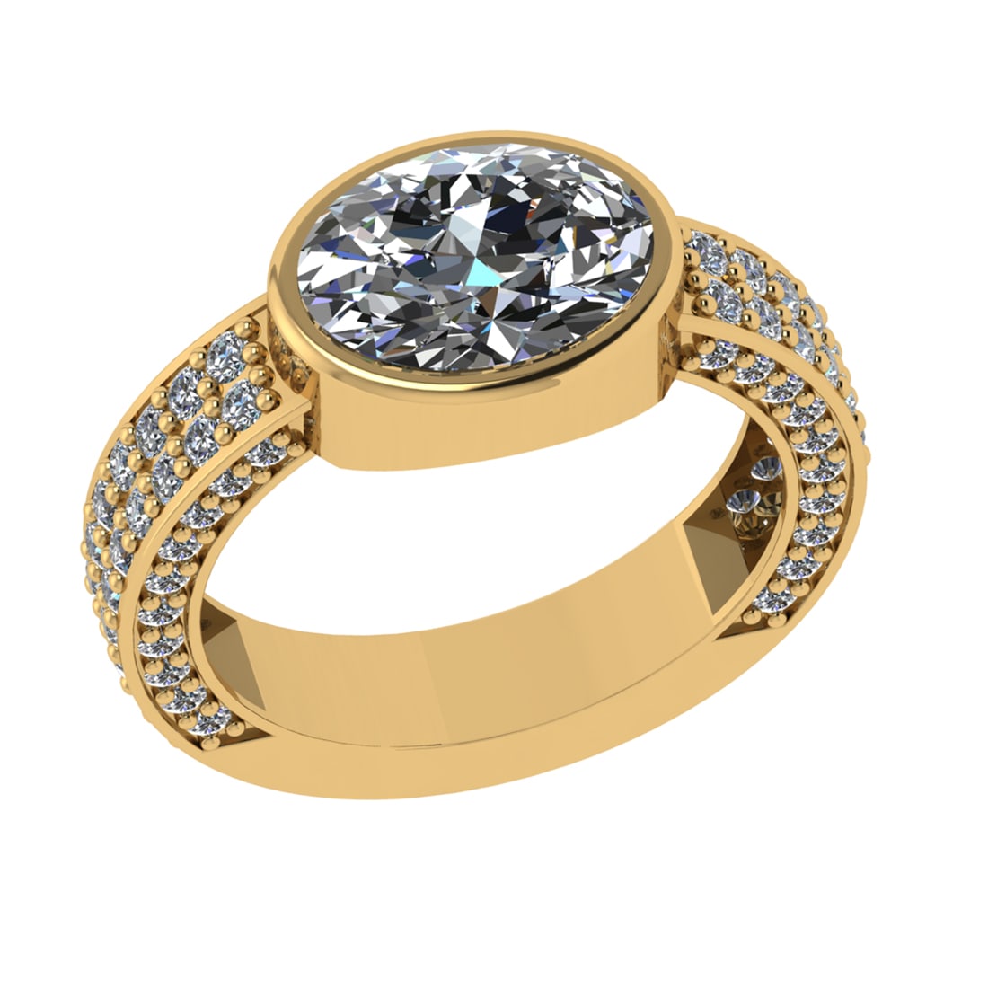 2.96 Ctw VS/SI1 Diamond 14k Yellow Gold Engagement Ring: Center Daimond Weight :-2.00 Ctw ( Oval Cut) Color : G-H Clarity : VS/SI1 Side Diamond Weight Of Ctw 0.96 Ctw Color : G-H Clarity : VS/SI1 Daimond Setting : Prong Metal Weight : Approx 5.48 gram 14k