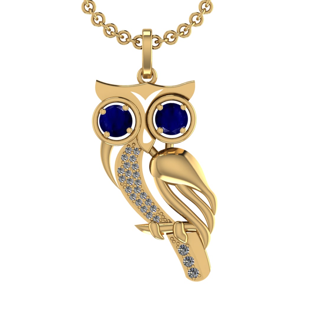 1.75 Ctw VS/SI1 Blue Sapphire and Diamond 14K Yellow Gold Pendant (ALL DIAM: Center Stone Weight :-1.00 Ctw ( 2pec Round Cut) Color :- Blue Sapphire Setting : Prong Side Diamond Weight Of Ctw 0.25 Ctw Color : J-K Clarity : VS/SI1 Stone Setting : Prong Metal Weight : Approx 10.