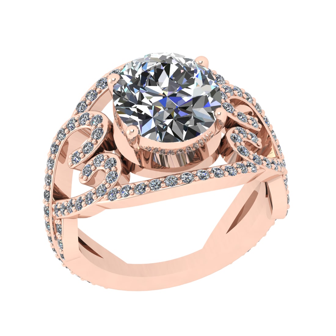 3.63 Ctw SI2/SI1 Diamond Prong Set 14k Rose Gold Engagement Ring: Center Daimond Weight :-2.80 Ctw ( Oval Cut) Color : G-H Clarity : SI2/SI1 Side Diamond Weight Of Ctw 0.83 Ctw Color : G-H Clarity : SI2/SI1 Daimond Setting : Prong Metal Weight : Approx 6.06 gram