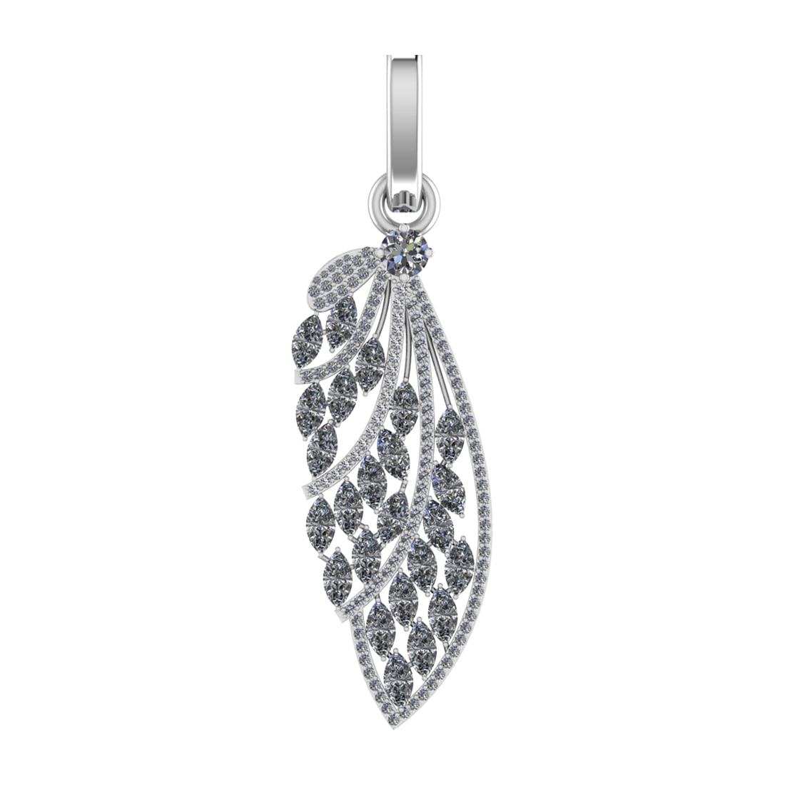 7.40 Ctw SI2/SI1 Emerald and Diamond 14k white Gold Pendant (ALL DIAMOND AR (1 of 1)