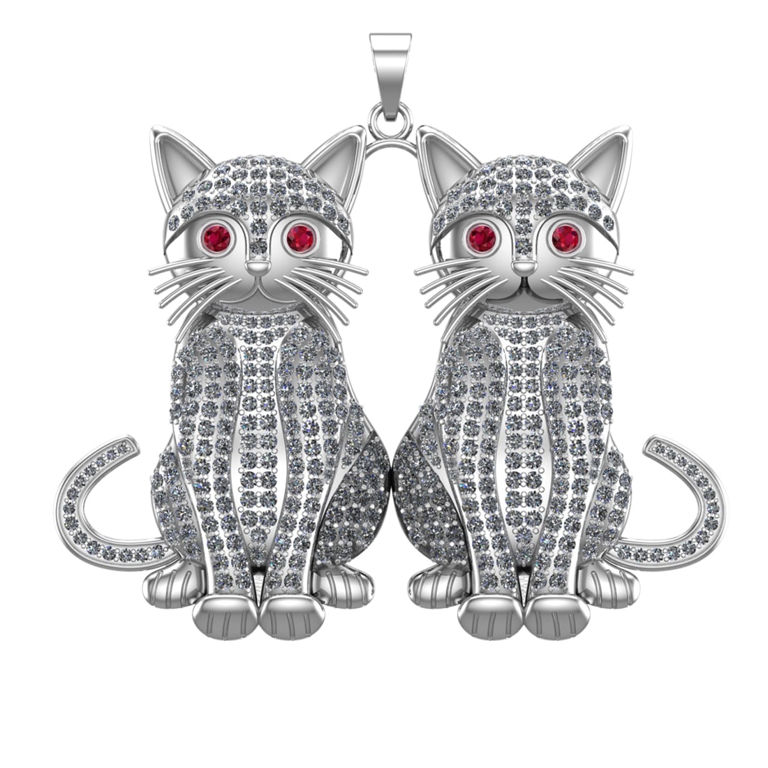 7.10 Ctw VS/SI1 Diamond 14k white Gold Creature theme Pendant (ALL DIAMOND: Eye stone Weight :- 0.27 ctw Eye Stone Color :- Ruby Setting : Prong Total Daimond Weight :-6.83 Ctw Color : J-K Clarity : VS/SI1 Setting : Prong Metal Weight : Approx 65.51 gram 14k White Gold Creatu