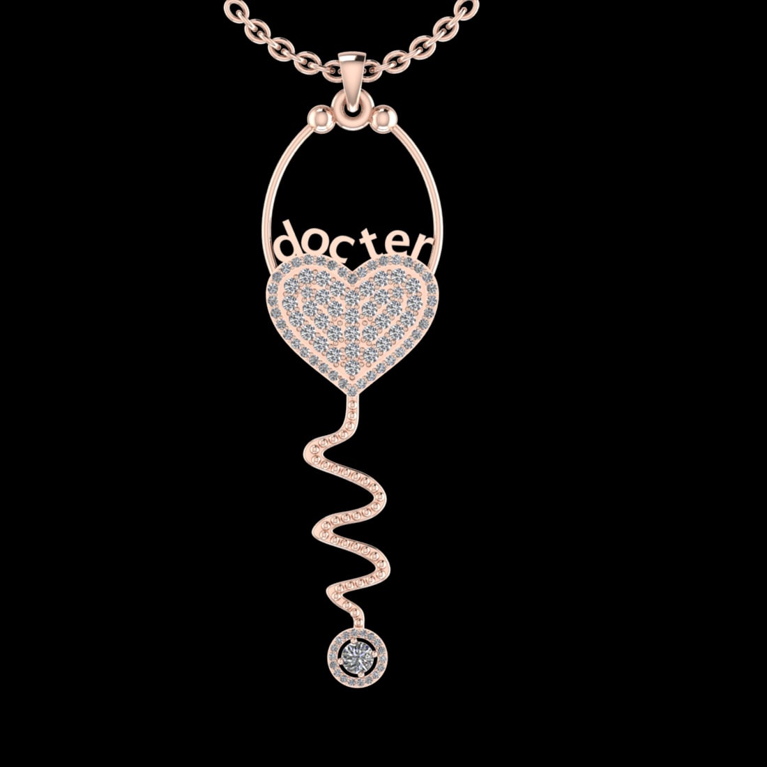 1.90 Ctw VS/SI1 Diamond 10K Rose Gold Veterinary Doctor theme Pendant (ALL