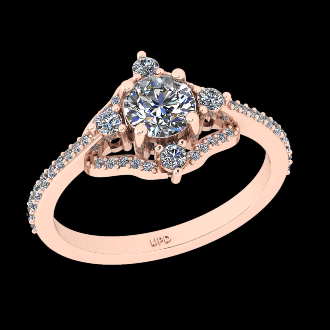 1.32 Ctw VS/SI1 Diamond 10k Rose Gold Engagement Ring (ALL DIAMOND ARE LAB: Center Diamond Weight :-0.84 Ctw ( Round cut) Color :- J-K Clarity : VS/SI1 Center Stone Setting : Prong Side Diamond Weight Of Ctw 0.48 Ctw Color : J-K Clarity : VS/SI1 Stone Setting : Prong Metal