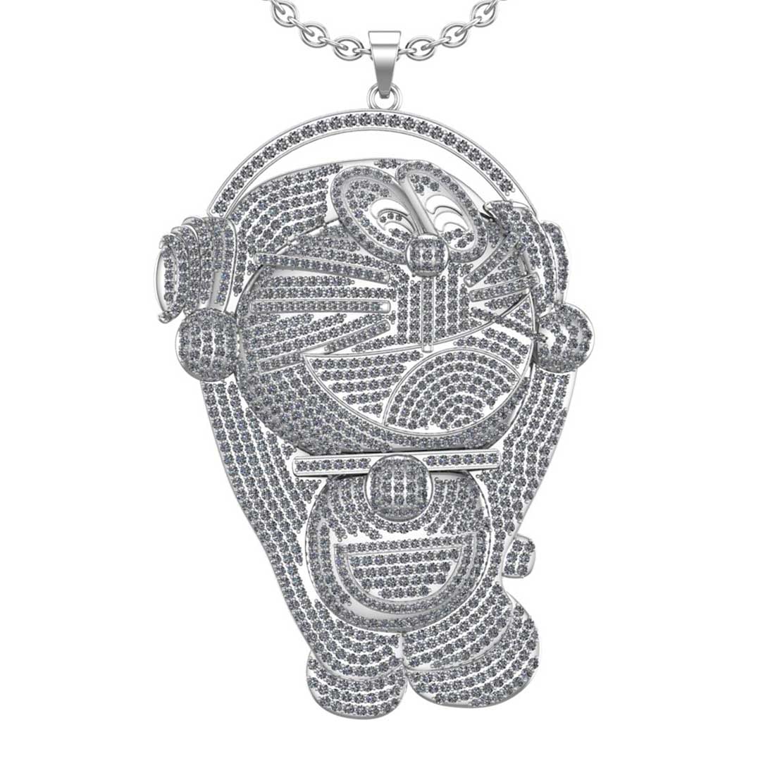11.44 Ctw VS/SI1 Diamond 10K White Gold Hip Hop Style Necklace (ALL DIAMOND