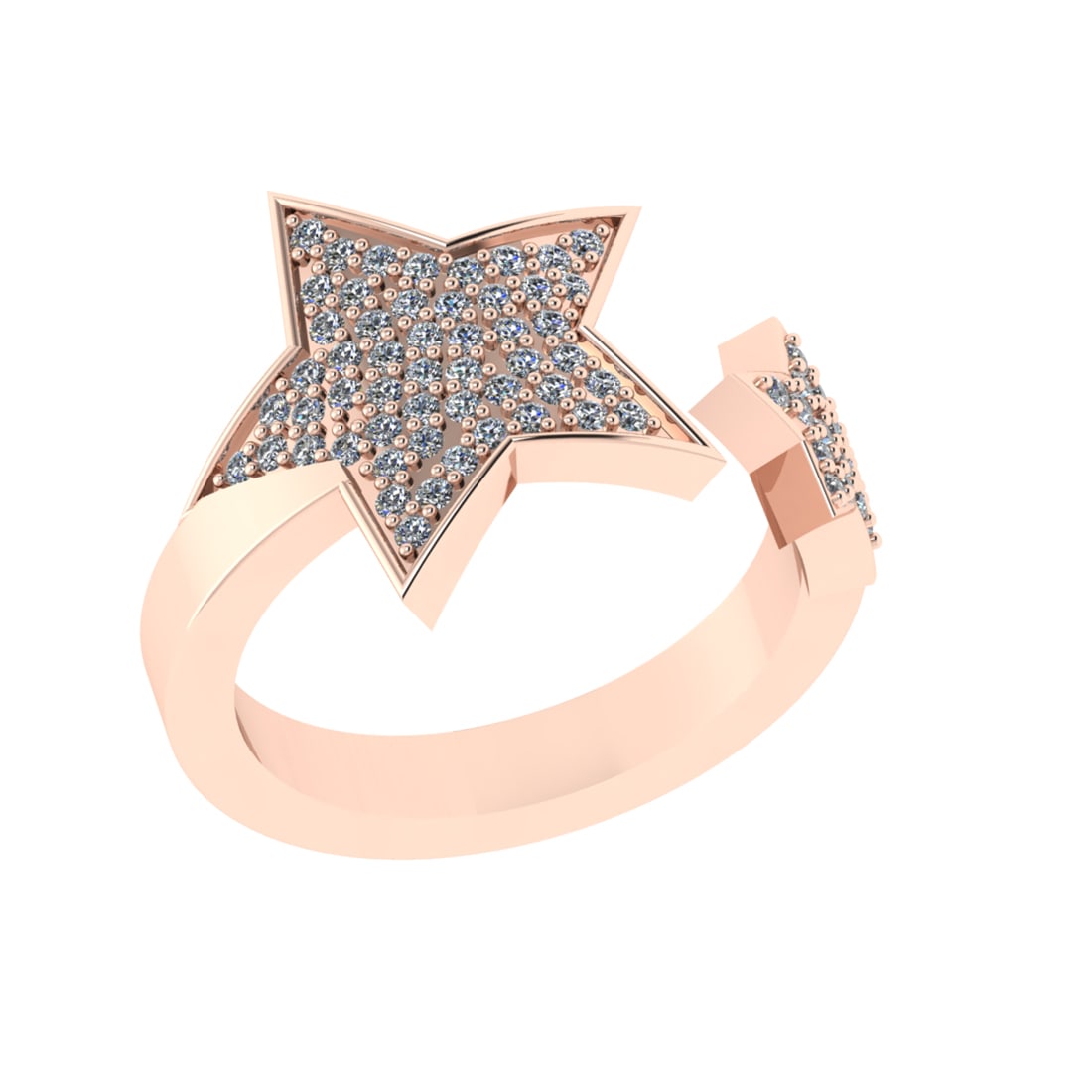 0.48 Ctw VS/SI1 Diamond 14k Rose Gold Cuslter Engagement Ring