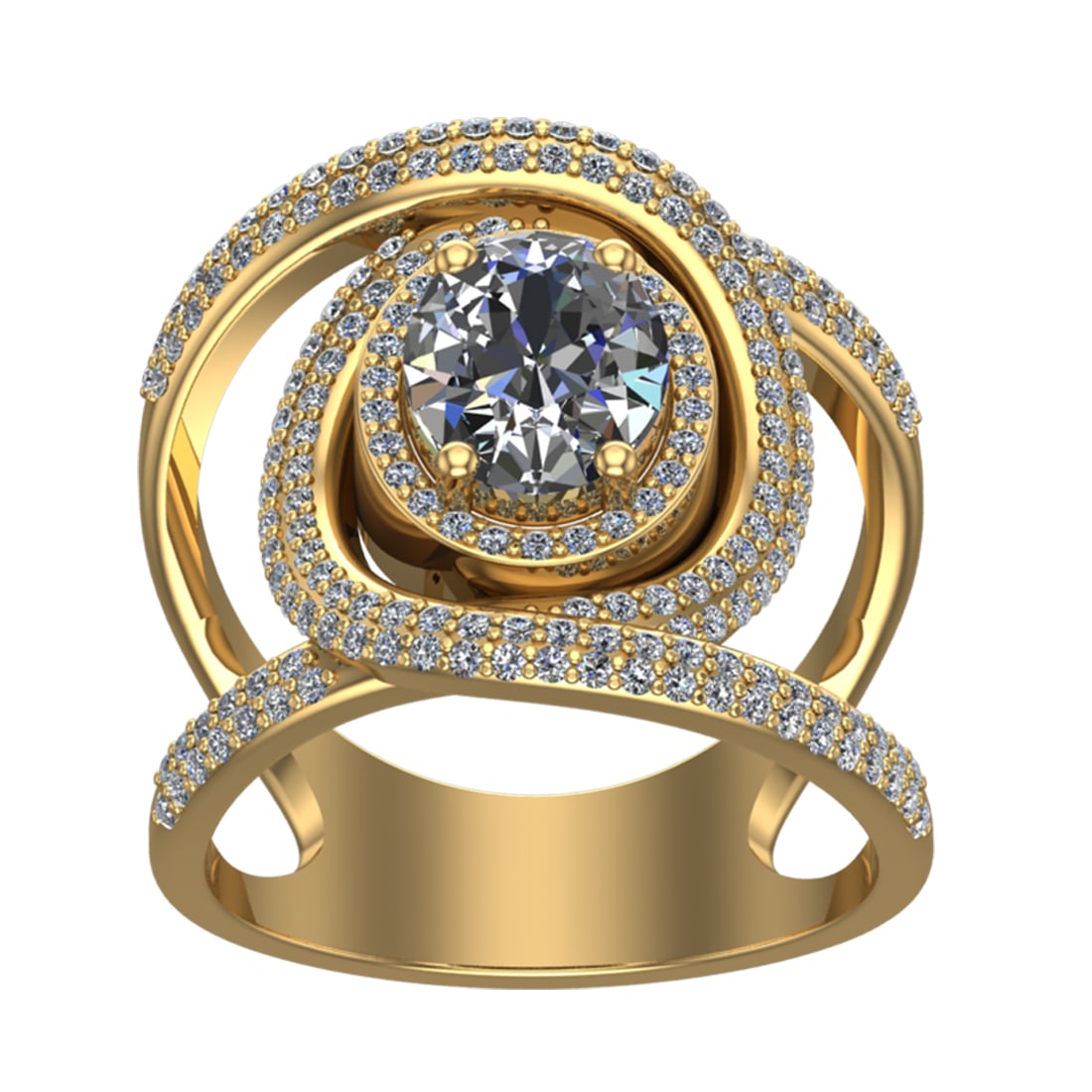 2.89 Ctw SI2/SI1 Diamond Prong Set 14k Yellow Gold Engagement Ring