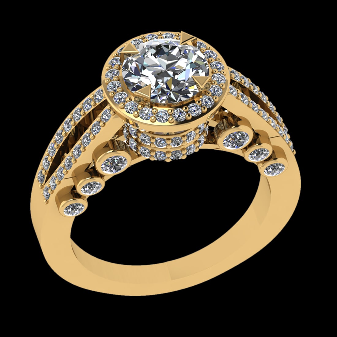 2.31 Ctw VS/SI1 (ALL DIAMOND ARE LAB GROWN ) Diamond 10k Yellow Gold Engage: Center Daimond Weight :-1.25 Ctw ( Round Cut) Color : J-K Clarity : VS/SI1 (ALL DIAMOND ARE LAB GROWN ) Side Diamond Weight Of Ctw 1.06 Ctw Color : J-K Clarity : VS/SI1 (ALL DIAMOND ARE LAB GROWN ) Da