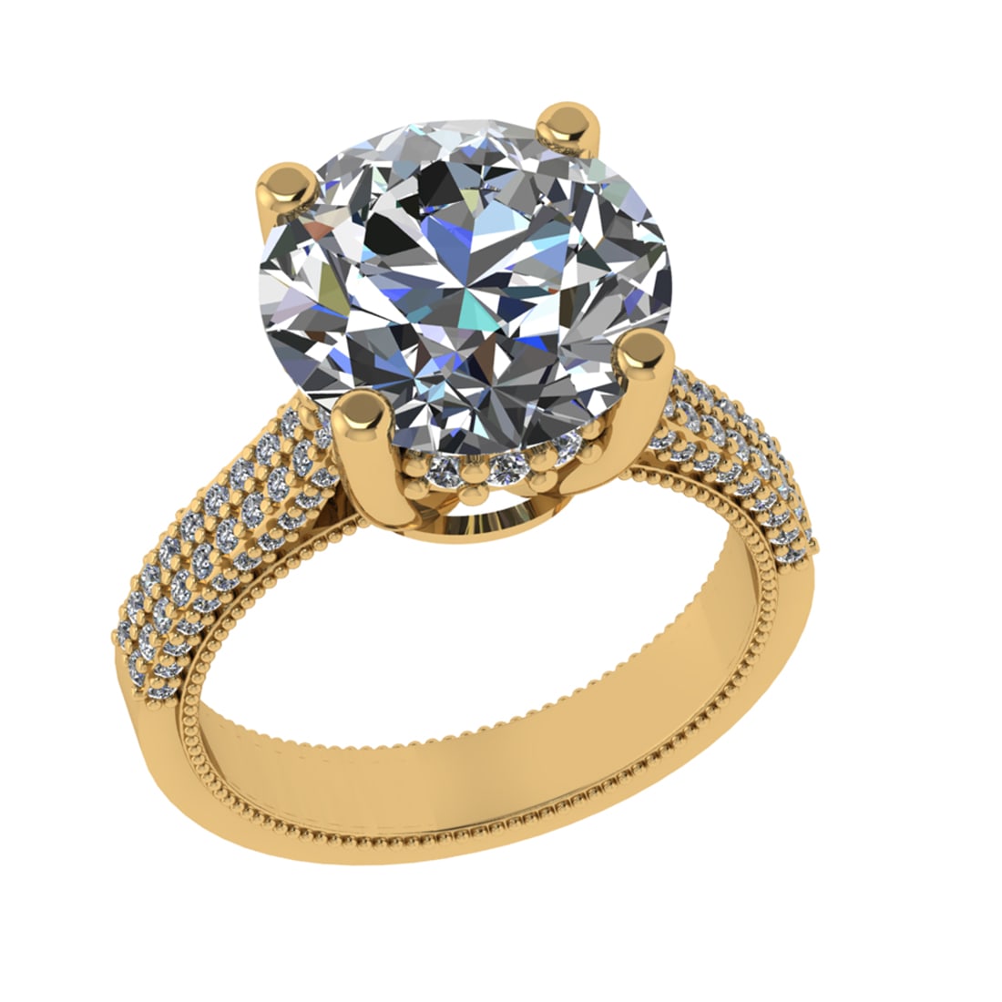 3.66 Ctw VS/SI1 Diamond 14k Yellow Gold Engagement Ring: Center Daimond Weight :-2.90 Ctw ( Round Cut) Color : G-H Clarity : VS/SI1 Side Diamond Weight Of Ctw 0.76 Ctw Color : G-H Clarity : VS/SI1 Daimond Setting : Prong Metal Weight : Approx 4.91 gram 14k