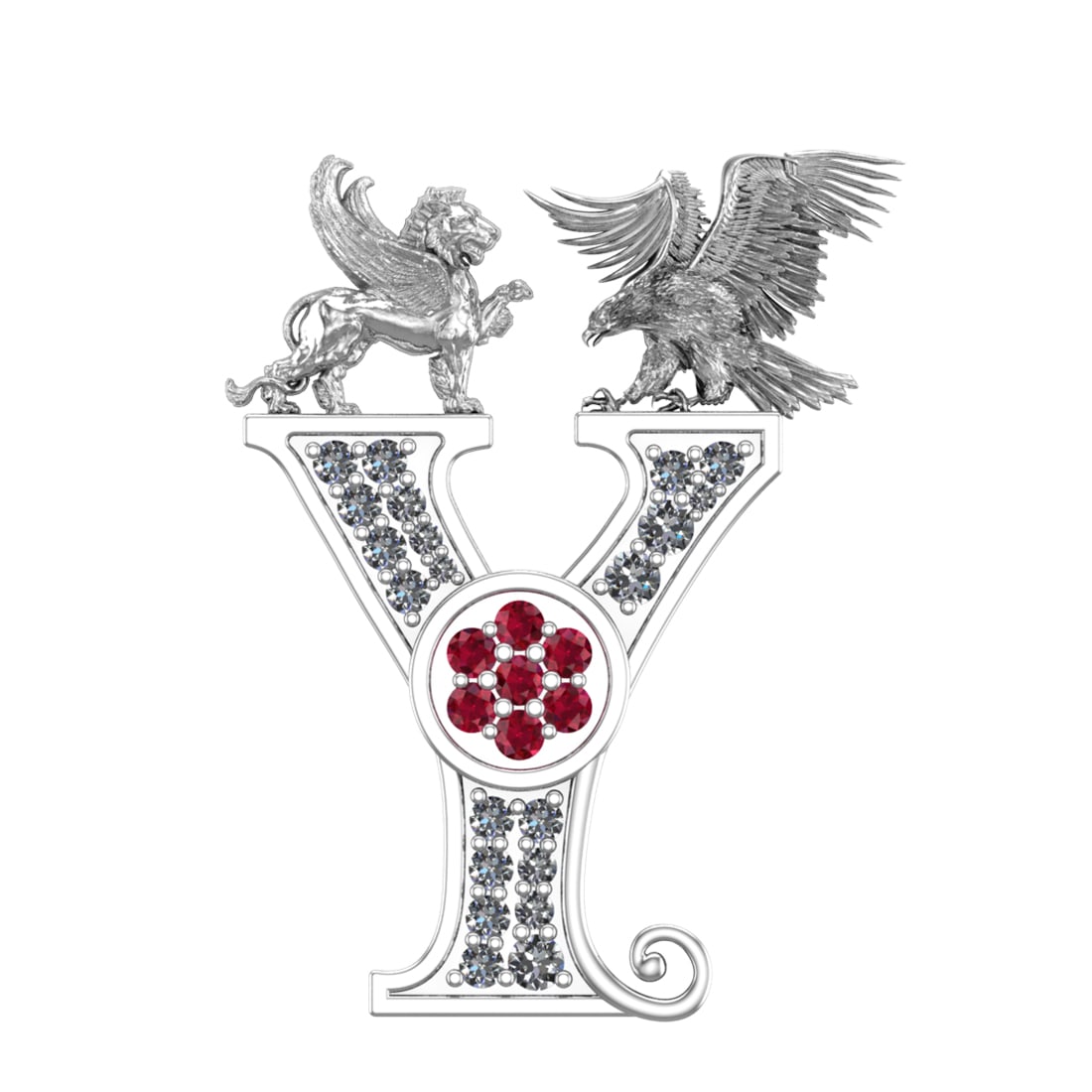 0.55 Ctw SI1/SI2 Ruby and Diamond 14k white Gold Creature themed Brooch (AL