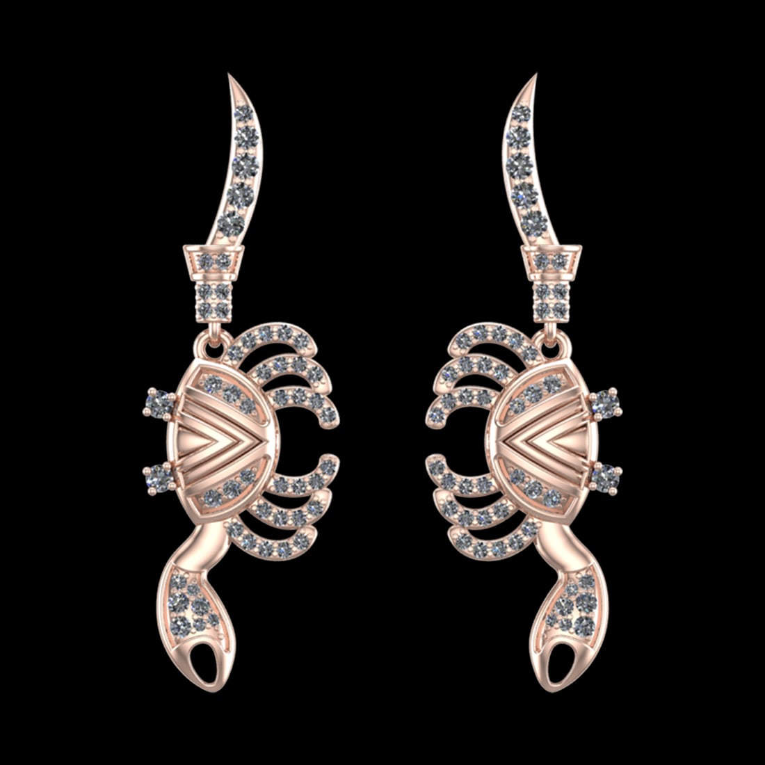 1.91 Ctw SI1/SI2Diamond Prong Set 10k Rose Gold Crab Theme Pendant (ALL DIA