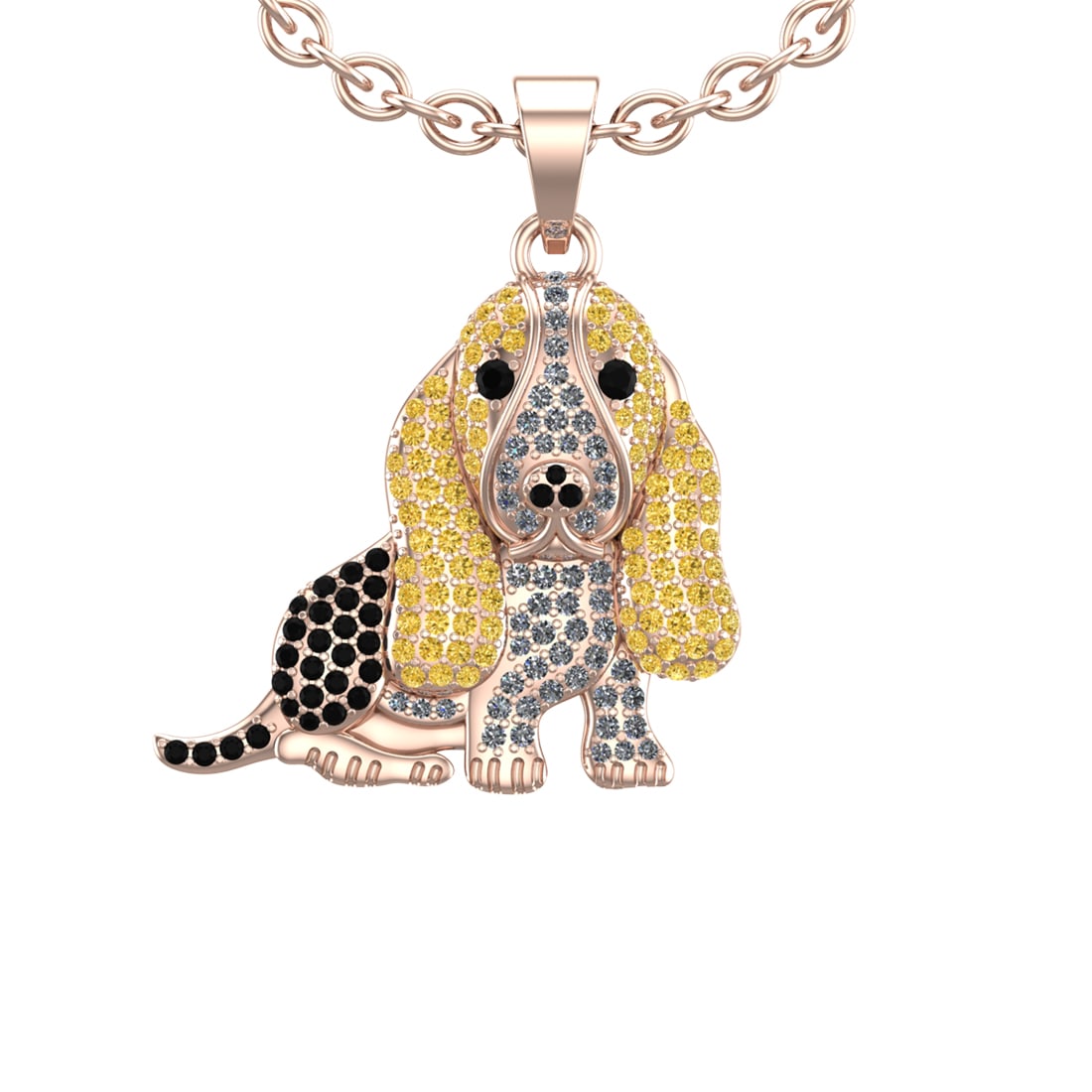 1.55 Ctw VS/SI1 Treated Fancy Black,Yellow,Diamond 14K Rose Gold Hip Hop St