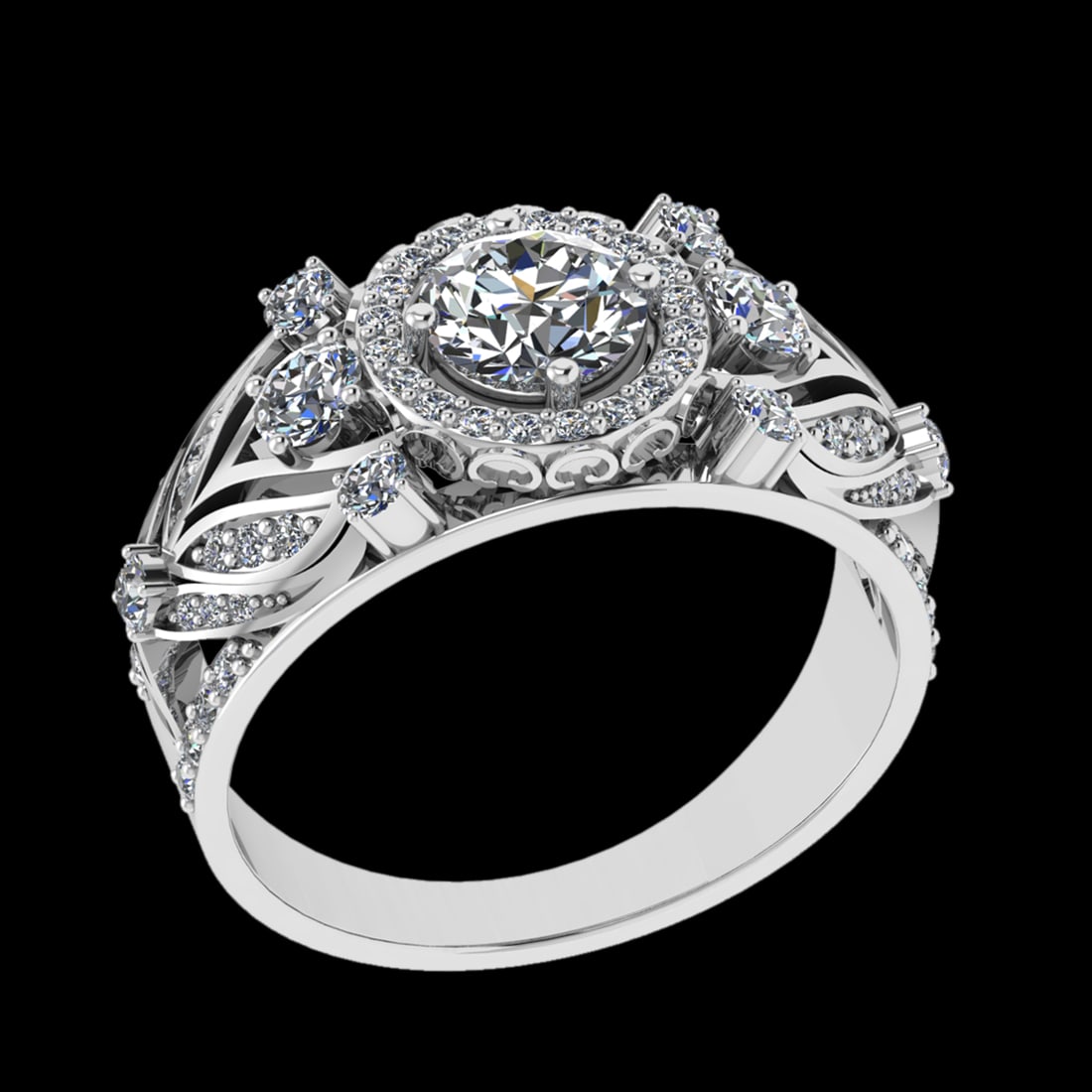 1.48 Ctw VS/SI1 Diamond Prong Set 18k white Gold Engagement Ring (ALL DIAMO
