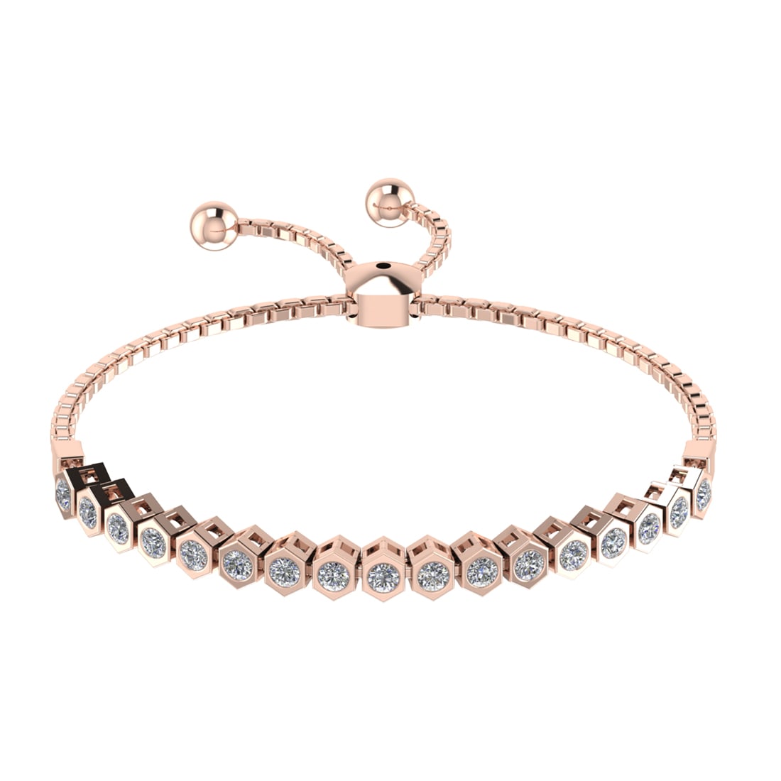 1.40 Ctw SI2/SI1 Diamond Prong Set 14k Rose Gold Tennis Slide Bracelet