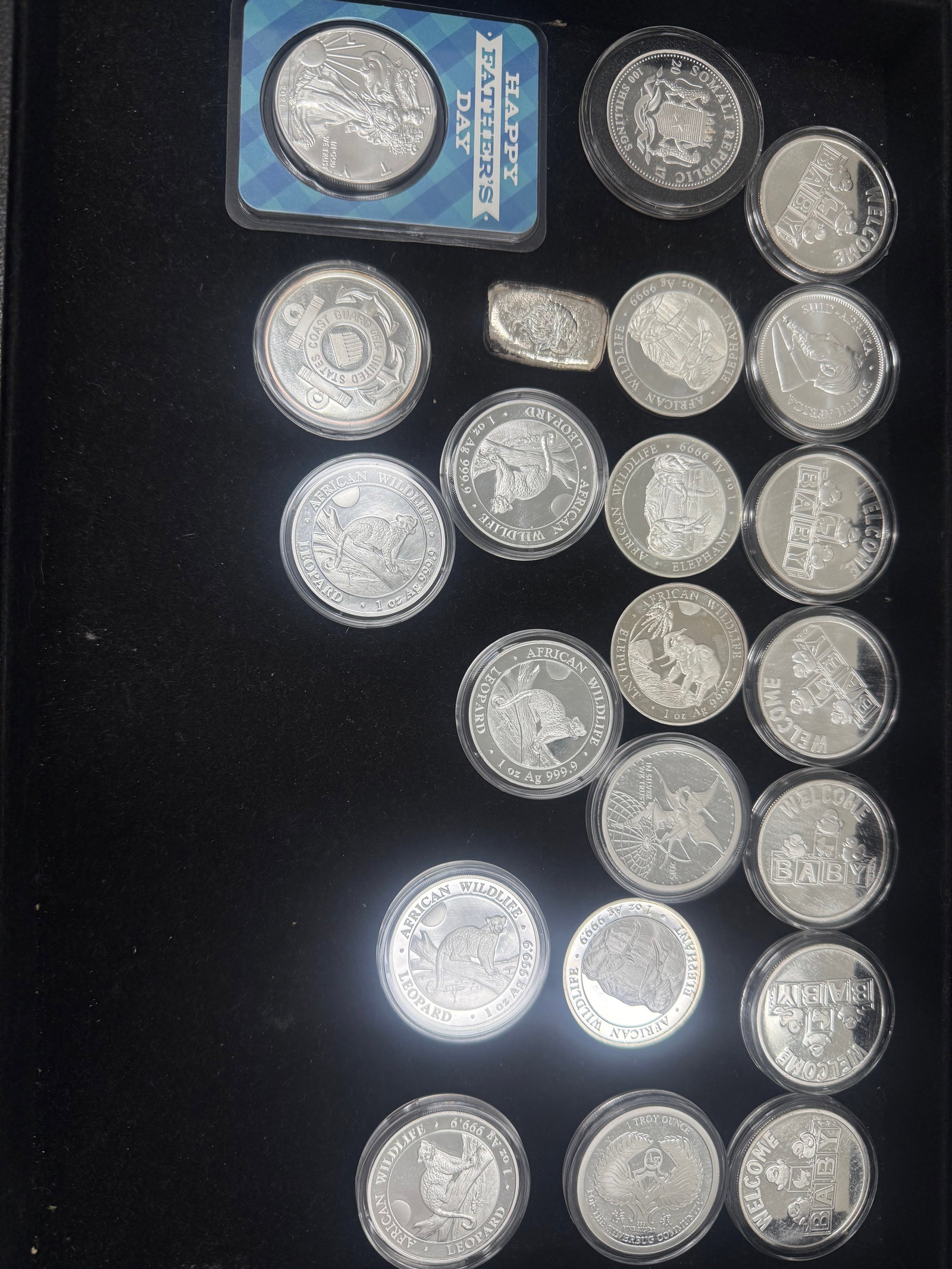 Lot of Mixed Varying Mints Pure 1 Ounce Coins/Bars .999 22 pieces