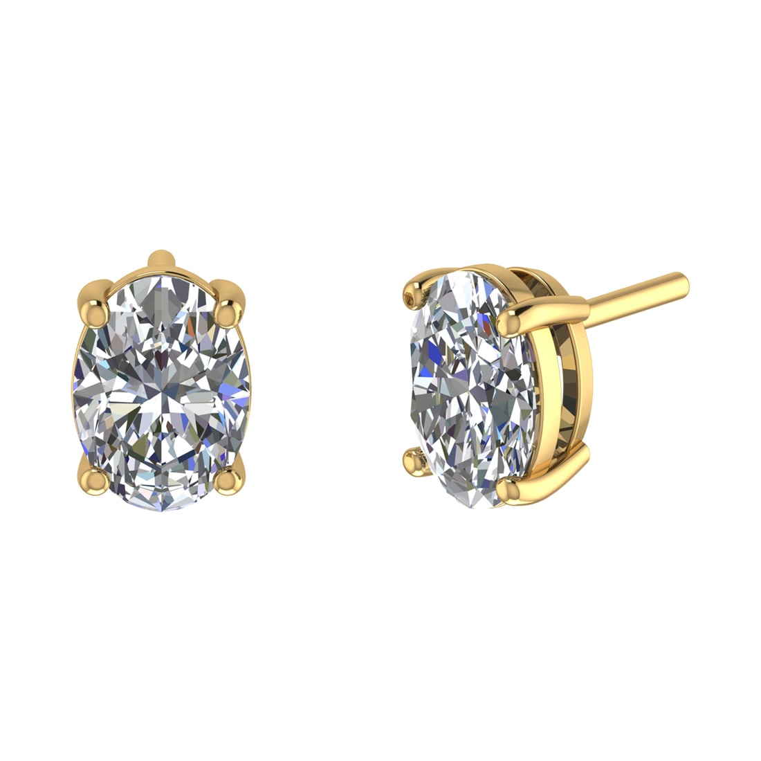 1.50 Ctw SI2/SI1 Diamond Prong Set 14k Yellow Gold Stud Earrings (ALL DIAMO (1 of 1)