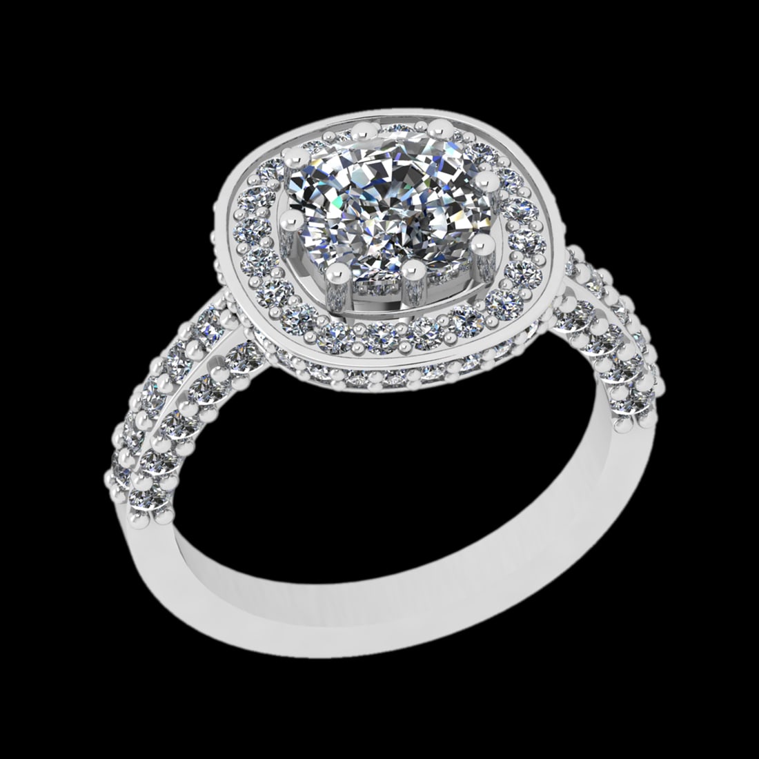 3.46 Ctw I2/I3 Diamond Prong Set 10k white Gold Engagement Ring