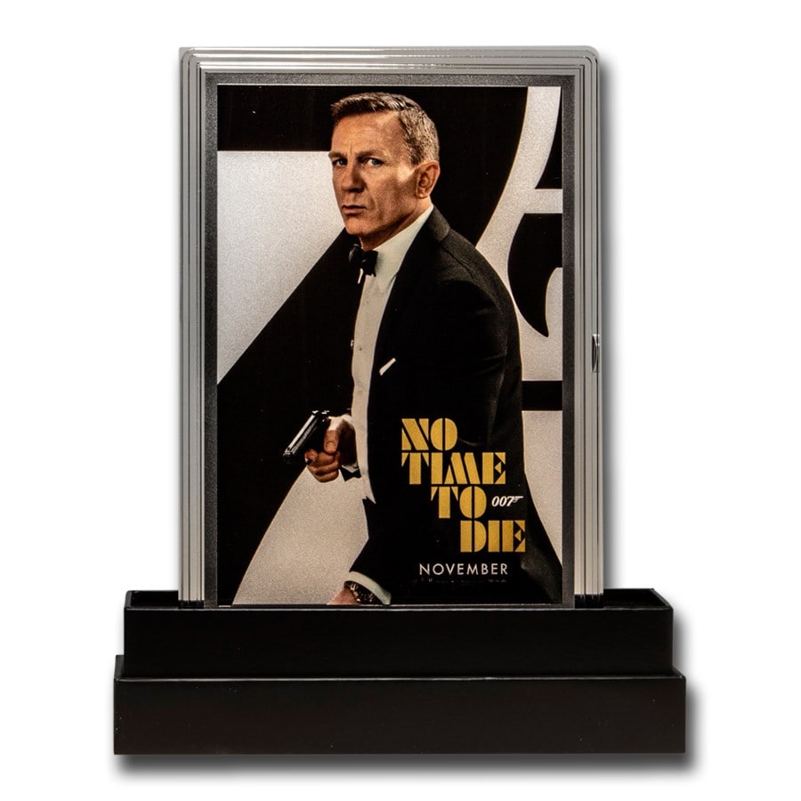 2020 5g Silver James Bond 007 Movie Poster Foil No Time to Die (1 of 1)
