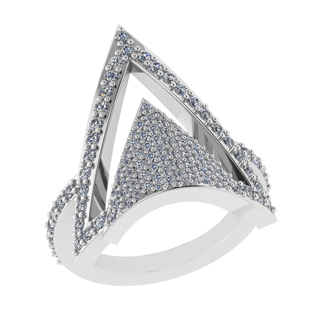 1.02 Ctw SI2/SI1 Diamond Prong Set 14k white Gold Engagement Ring (ALL DIAM