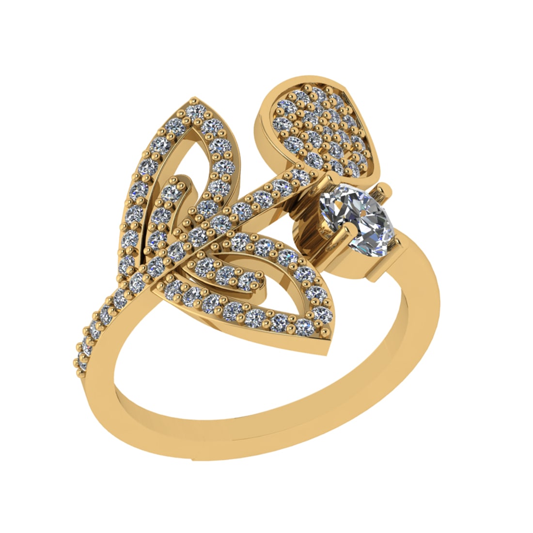 1.02 Ctw SI2/SI1 Diamond Prong Set 14k Yellow Gold Engagement Ring (ALL DIA (1 of 2)