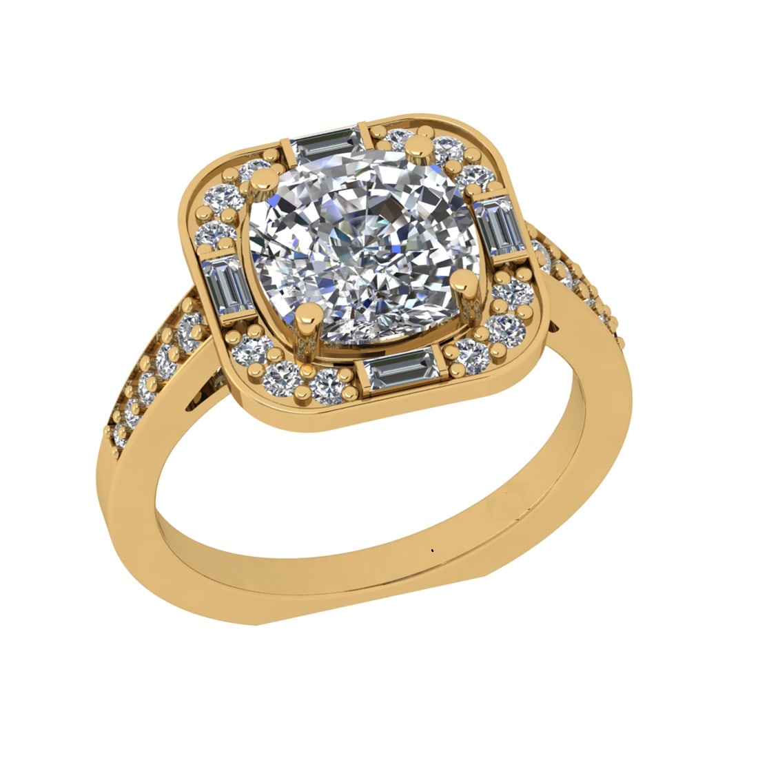 3.05 Ctw VS/SI1 Diamond 14K Yellow Gold Engagement Ring (ALL DIAMOND ARE LA: Center Diamond Weight :-2.20 Ctw ( Cushion Cut) Color :- J-K Clarity : VS/SI1 Center Stone Setting : Prong Side Diamond Weight Of Ctw 0.85 Ctw Color : J-K Clarity : VS/SI1 Stone Setting : Prong Metal 