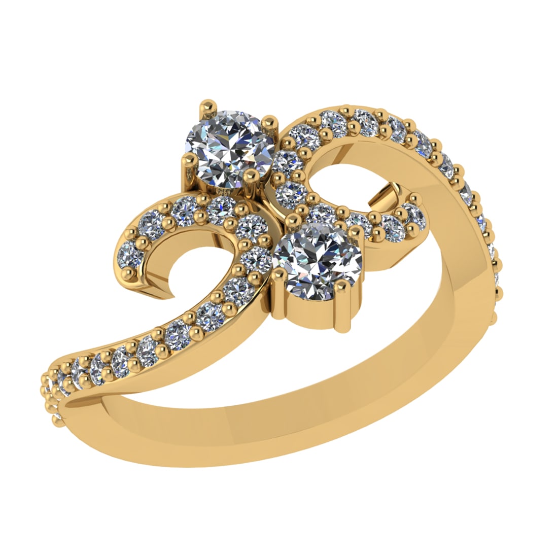 0.98 Ctw VS/SI1 Diamond 14K Yellow Gold Engagement Ring (ALL DIAMOND ARE LA