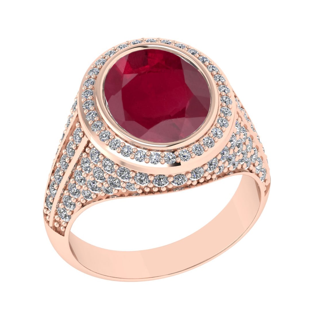 4.70 Ctw VS/SI1 Ruby and Diamond Prong Set 14K Rose Gold Engagement Ring (A