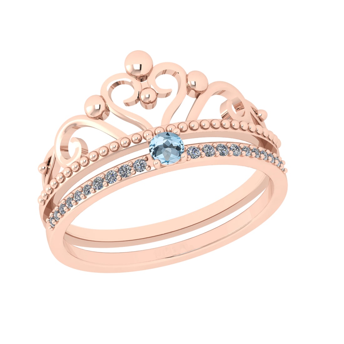 0.23 Ctw VS/SI1 Blue Topaz and Diamond Set 10K Rose Gold Engagement Ring (A