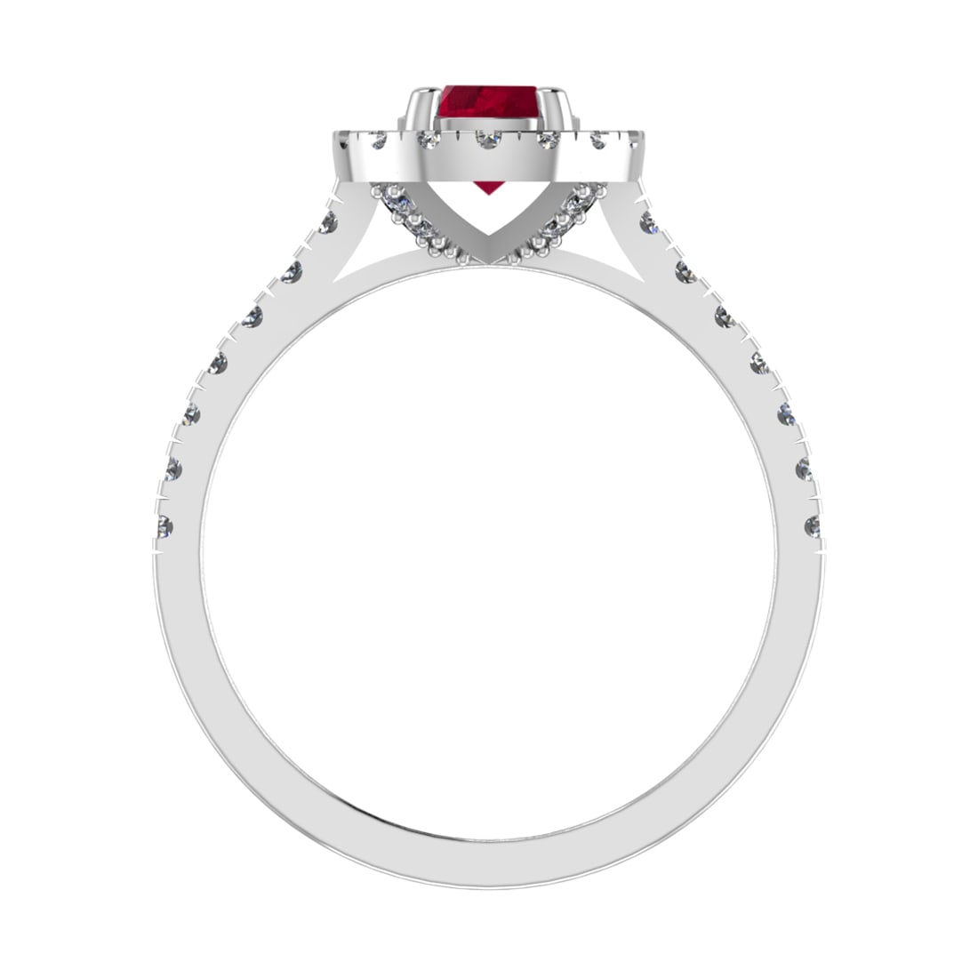 0.92 Ctw VS/SI1 Ruby and Diamond 14k white Gold Engagement Ring (ALL DIAMON