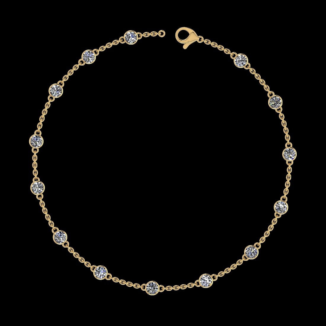 1.20 Ctw VS/SI1 Diamond 14K Yellow Gold Yard Necklace (ALL DIAMOND ARE LAB