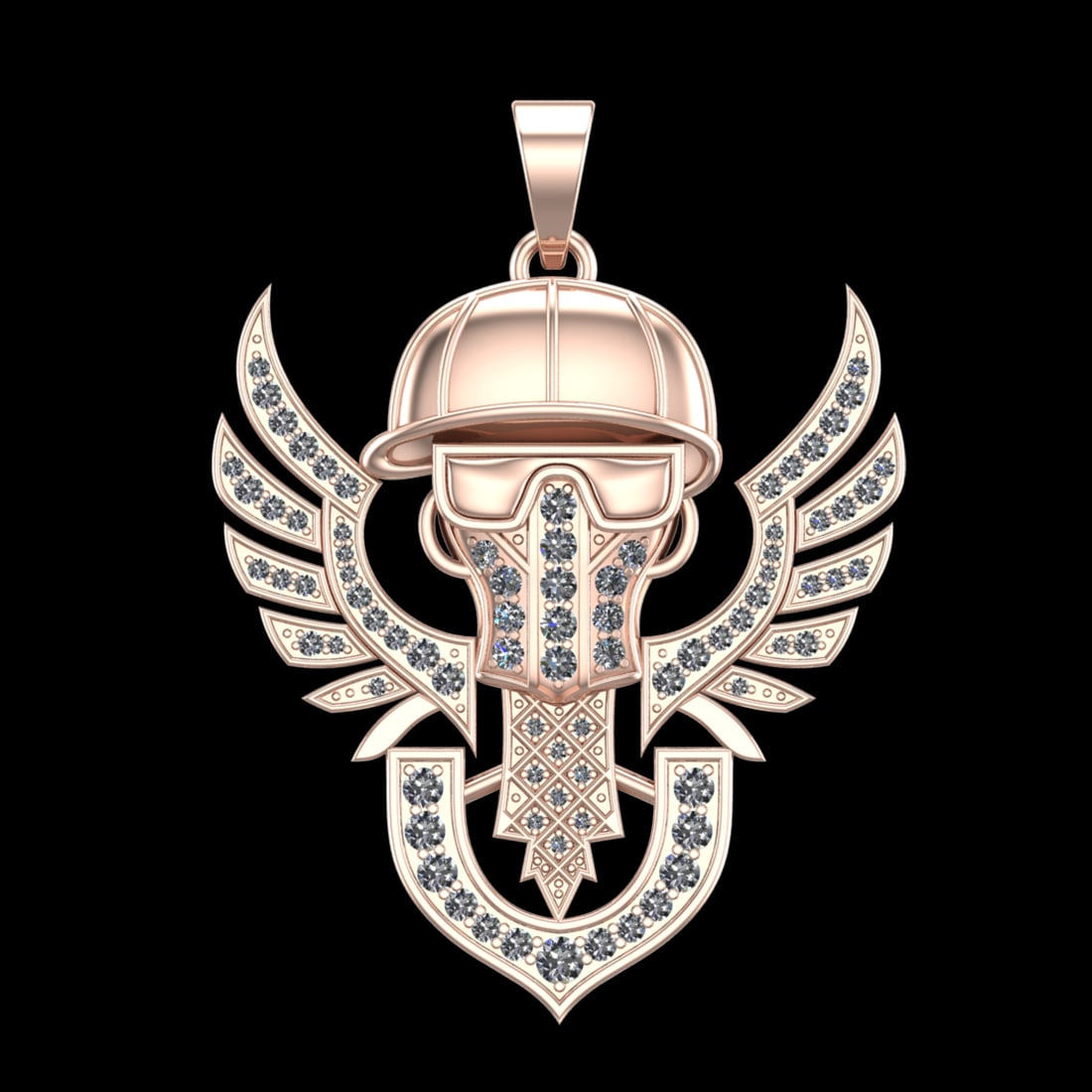 1.23 Ctw VS/SI1 Diamond Prong Set 10K Rose Gold Men s Theme Pandant