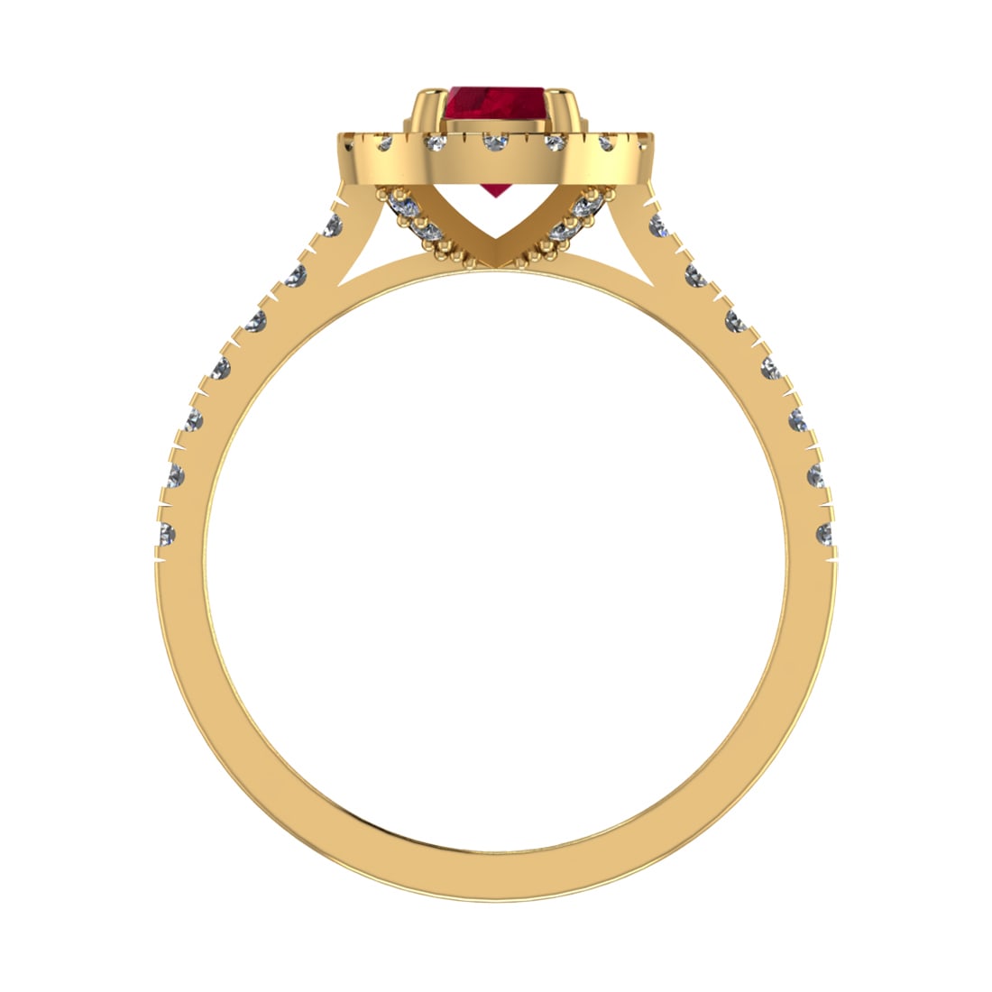 0.92 Ctw VS/SI1 Ruby and Diamond 14k Yellow Gold Engagement Ring (ALL DIAMO