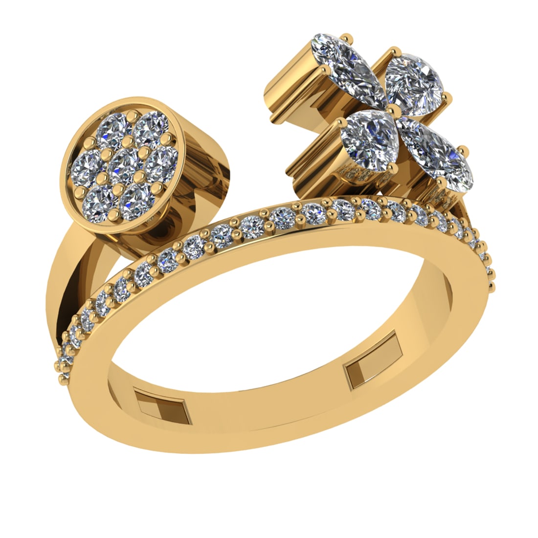 1.49 Ctw VS/SI1 Diamond Prong Set 14k Yellow Gold Engagement Ring
