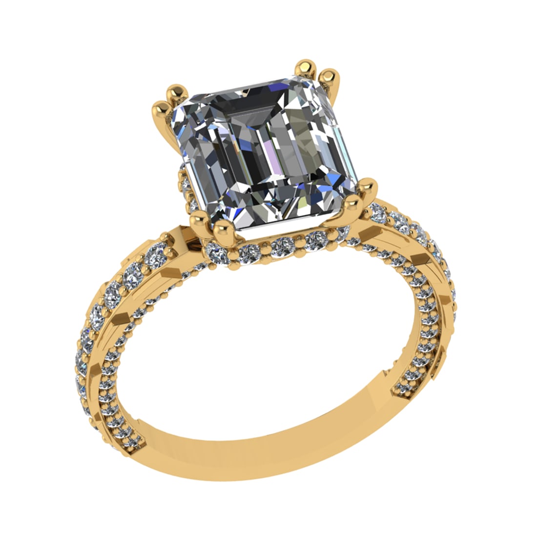 3.56 Ctw VS/SI1 Diamond 14k Yellow Gold Engagement Ring (ALL DIAMOND ARE LA: Center Daimond Weight :-2.50 Ctw ( Emerald Cut) Color : G-H Clarity : VS/SI1 Side Diamond Weight Of Ctw 1.06 Ctw Color : G-H Clarity : VS/SI1 Daimond Setting : Prong Metal Weight : Approx 4.91 gram 14