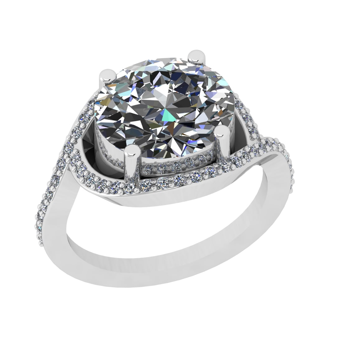 3.36 Ctw SI1/SI2 Diamond Prong Set 14k white Gold Engagement Halo Ring (1 of 2)