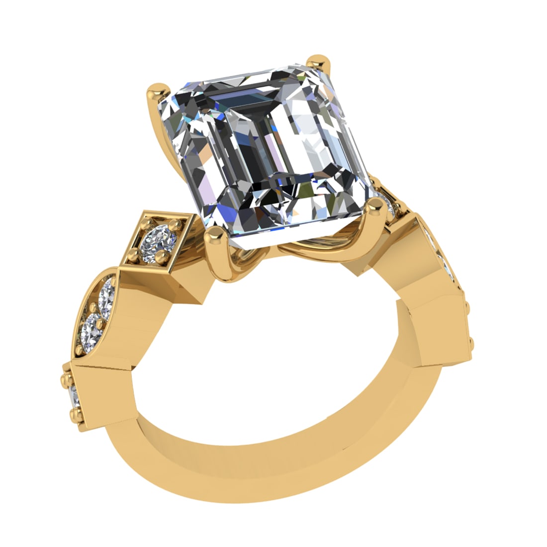 3.05 Ctw VS/SI1 Diamond 14k Yellow Gold Engagement Ring (ALL DIAMOND ARE LA: Center Daimond Weight :-2.50 Ctw ( Emerald Cut) Color : G-H Clarity : VS/SI1 Side Diamond Weight Of Ctw 0.55 Ctw Color : G-H Clarity : VS/SI1 Daimond Setting : Prong Metal Weight : Approx 6.64 gram