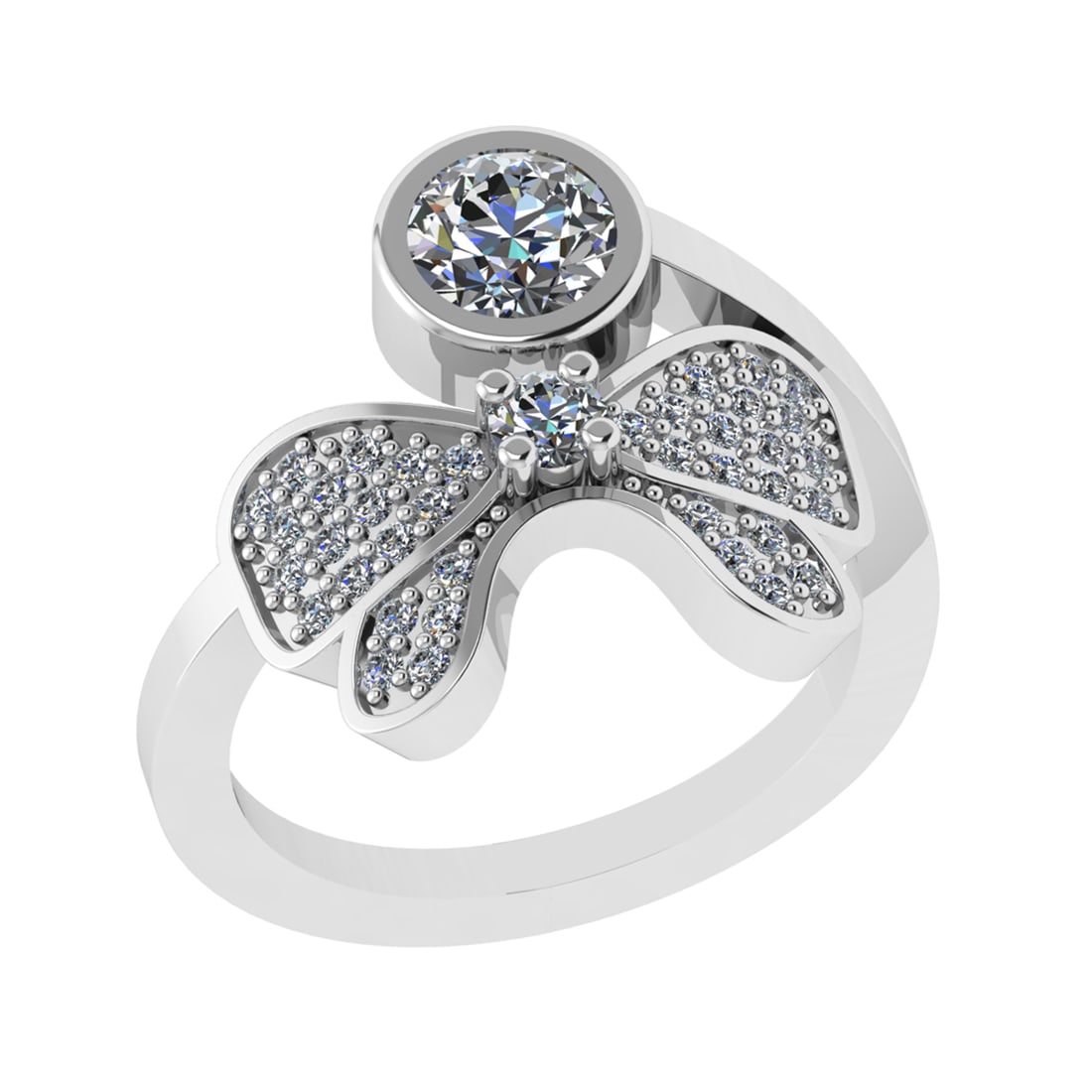 0.97 Ctw VS/SI1 Diamond Prong Set 14k white Gold Engagement Ring