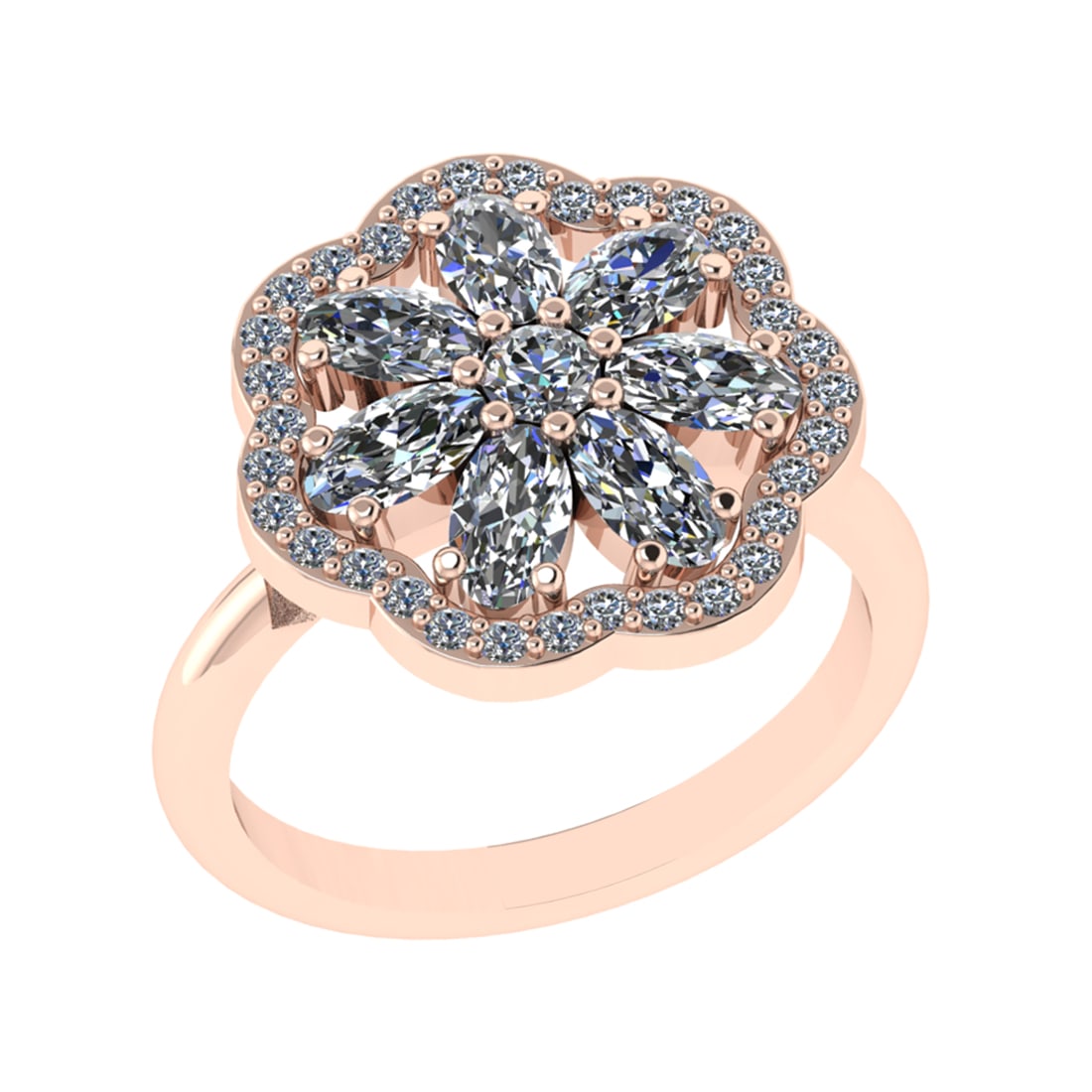 1.93 Ctw SI2/SI1 Emerald and Diamond 14k Rose Gold Engagement Ring