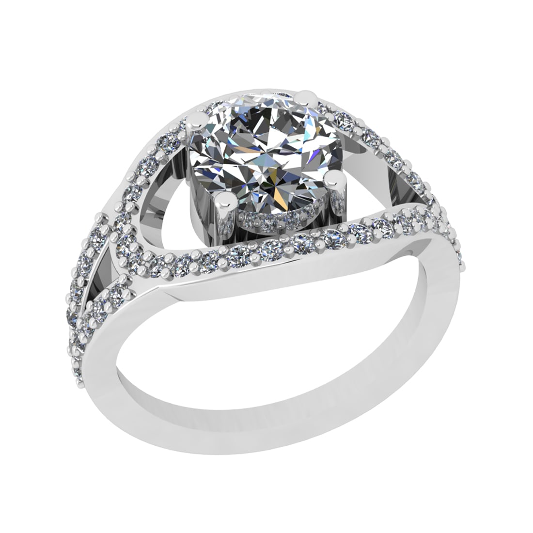 2.41 Ctw SI1/SI2 Diamond Prong Set 14k white Gold Engagement Ring