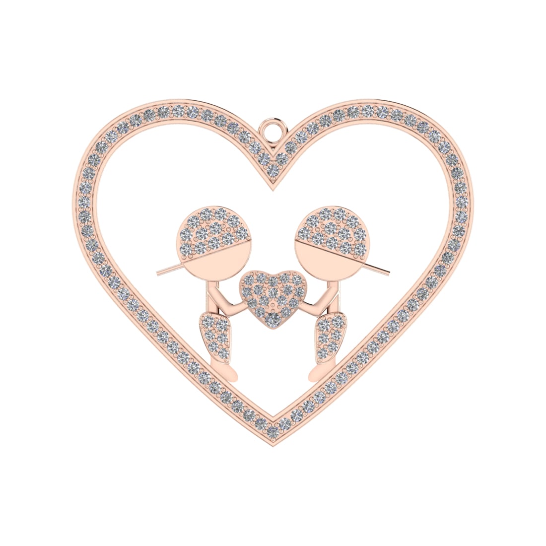 0.98 Ctw SI2/SI1 Diamond Prong Set 14k Rose Gold Pendant (ALL DIAMOND ARE L