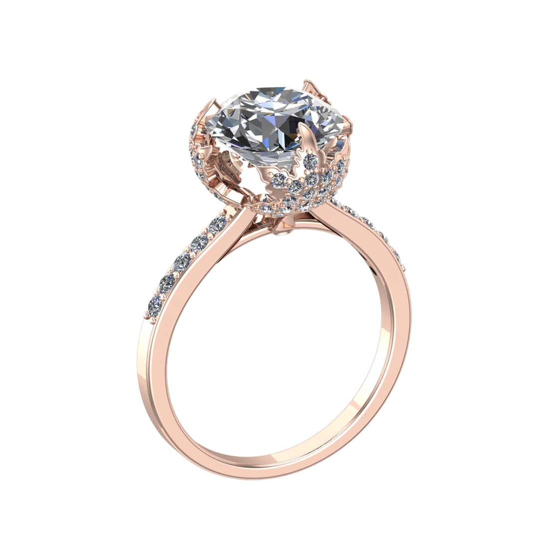 3.10 Ctw VS/SI1 Diamond 14K Rose Gold Engagement Ring (ALL DIAMOND ARE LAB