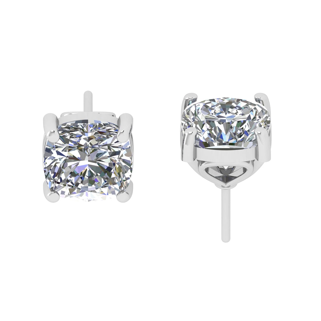 6.00 Ctw SI2/SI1 Diamond Prong Set 14k white Gold Studs Earrings (ALL DIAMO: Center Daimond Weight :-6.00 Ctw ( Cushion Cut) Color : G-H Clarity : SI2/SI1 Metal Weight : Approx 2.37 Gram 14k White Gold Studs Earrings (ALL DIAMOND ARE LAB GROWN ) #3SS97595v15