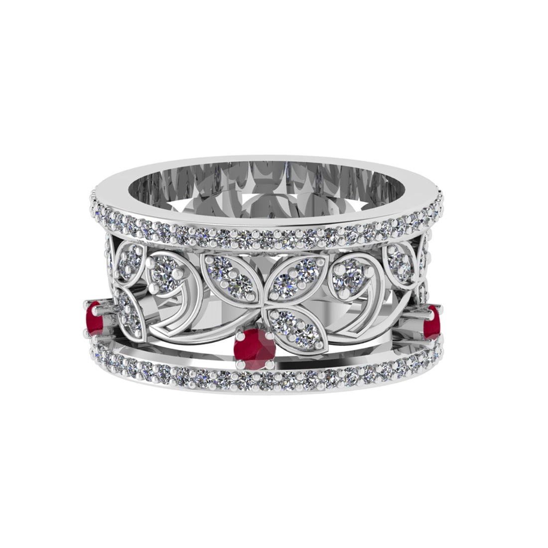 1.79 Ctw VS/SI1 Ruby and Diamond 14k white Gold Engagement Ring (ALL DIAMON