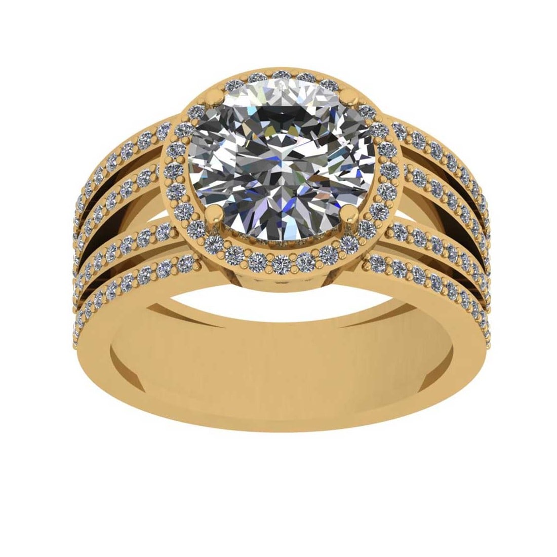 3.22 Ctw SI2/I1 Diamond Style Prong Set 18K Yellow Gold Engagement Wedding