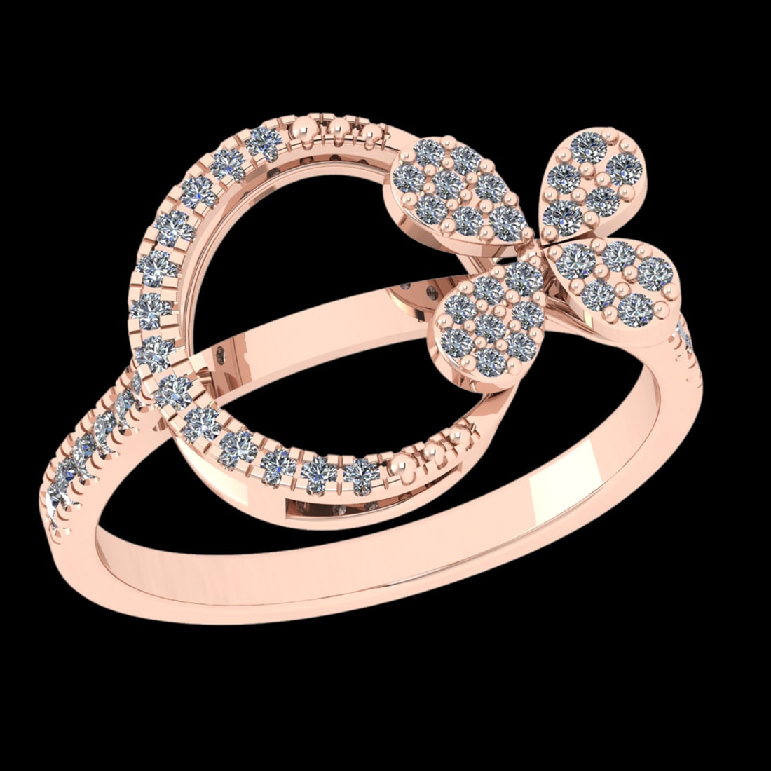 0.38 Ctw SI2/SI1 Diamond 10k Rose Gold Engagement Ring (ALL DIAMOND ARE LAB