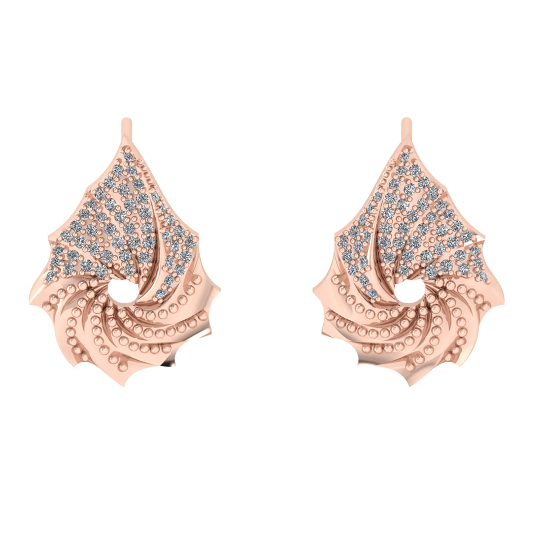 0.49 Ctw VS/SI1 Diamond 10K Rose Gold Stud Earrings (ALL DIAMOND ARE LAB GR